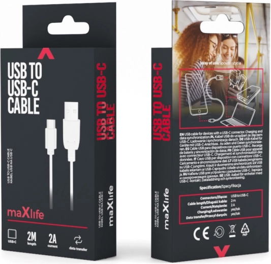 Maxlife kabel USB – USB‑C 2 m biały