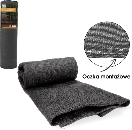 Siatka cieniująca na ogrodzenie antracyt 1,5 × 50 m 135 g/m² 90%