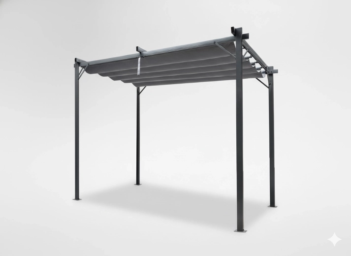 Pergola ogrodowa z przesuwanym dachem 3 × 4 m, szara