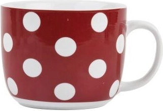 Kubek do zupy w grochy 730 ml czerwony ceramiczny BANQUET