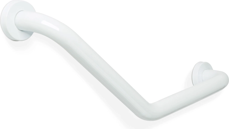 Białe ścienne uchwyt łazienkowy ze stali nierdzewnej 45° 25 + 25 cm