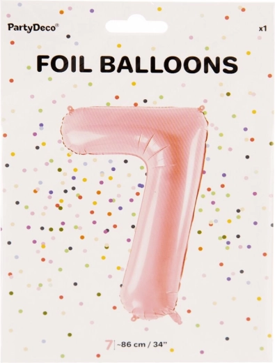 Foliowy balon cyfra 7 różowy 86 cm