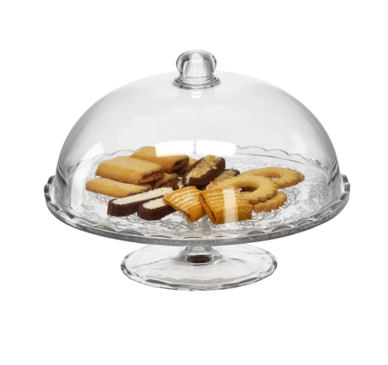 Szklana piętrowa taca z pokrywą 29 cm