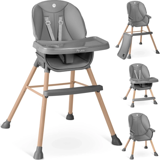 Krzesełko do karmienia NUKIDO Tilo 3w1, szare