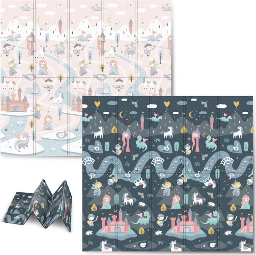 Składana piankowa mata do zabawy 200 × 180 × 1 cm NUKIDO – dwustronna, wodoodporna, XPE