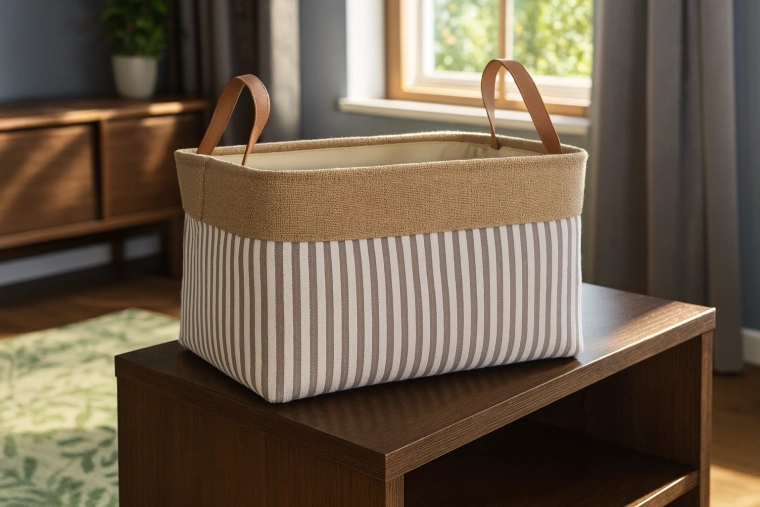 Tekstylny kosz do przechowywania w paski 30 × 40 × 24 cm