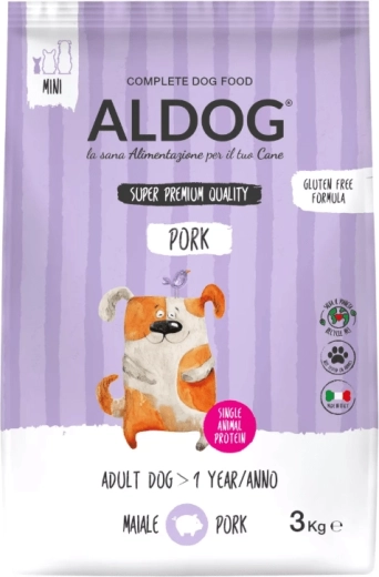 Aldog Pork Mini, karma dla dorosłych psów małych ras, wieprzowina, 3 kg