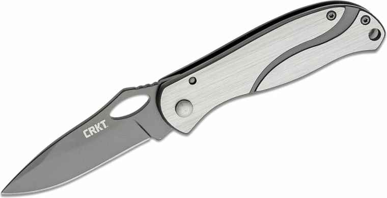CRKT Pazoda Silver Black nóż składany 6,7 cm, srebrno‑szary, całostalowy