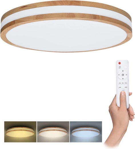 Solight LED lampa sufitowa/ścienna Woody z pilotem 60 W, 50 cm, ściemnialna i ze zmianą temperatury barwowej