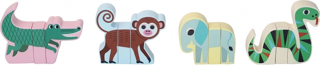 Drewniane magnetyczne puzzle zwierzątka Jungle