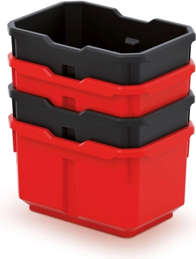 Zestaw plastikowych pojemników na narzędzia TITAN BOX, czarny/czerwony (4 szt.)