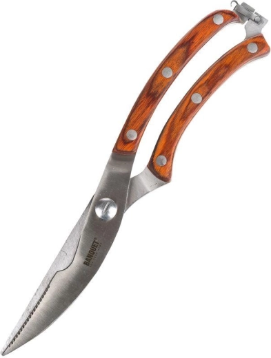 Nożyce do drobiu Culinaria 25,5 cm ze stalowym ostrzem i drewnianą rękojeścią