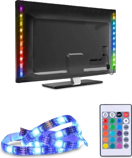 Solight LED RGB taśma do TV i PC 2 × 50 cm USB z wyłącznikiem i pilotem
