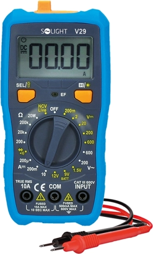Solight cyfrowy multimetr True RMS z NCV, 600 V / 10 A