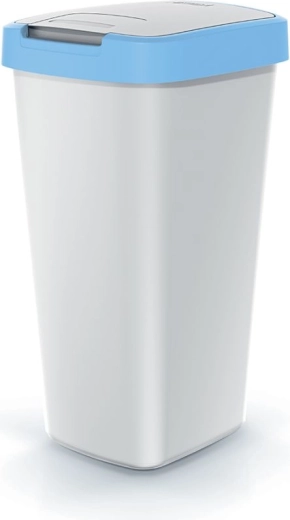 Kosz na śmieci 25 l z pokrywą Compacta Q, popielaty z jasnoniebieską ramką