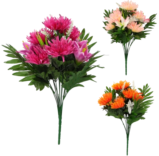 Sztuczny bukiet lilii i chryzantem 42 × 24 × 24 cm