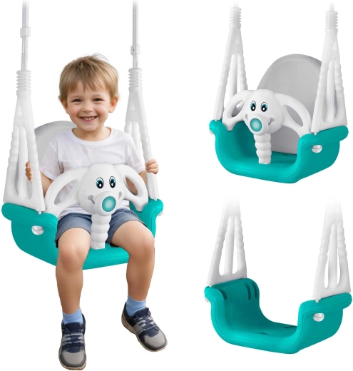 Dziecięca huśtawka 3w1 Słonik RICOKIDS turkusowa