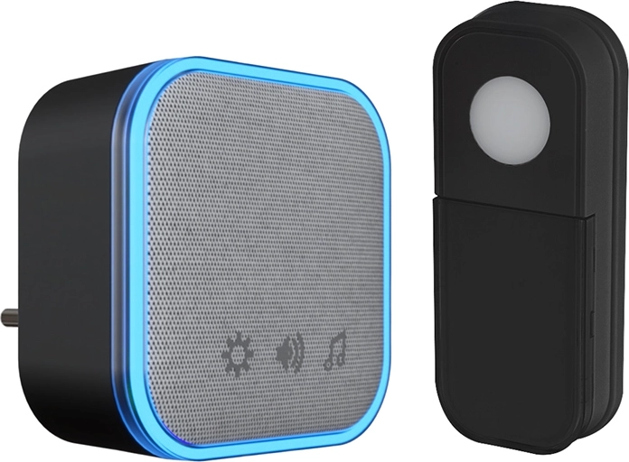 Solight bezprzewodowy dzwonek do gniazdka 180 m czarny z learning code – 1 sztuka