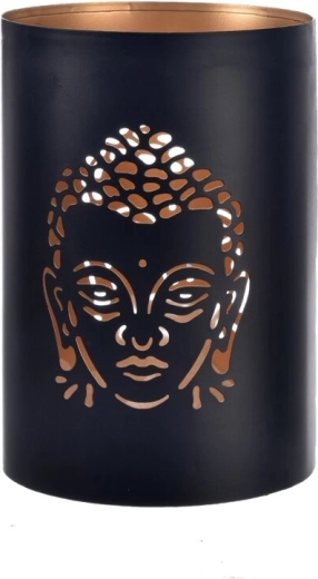 Świecznik Budda czarno-złoty 12 × 12 × 18 cm