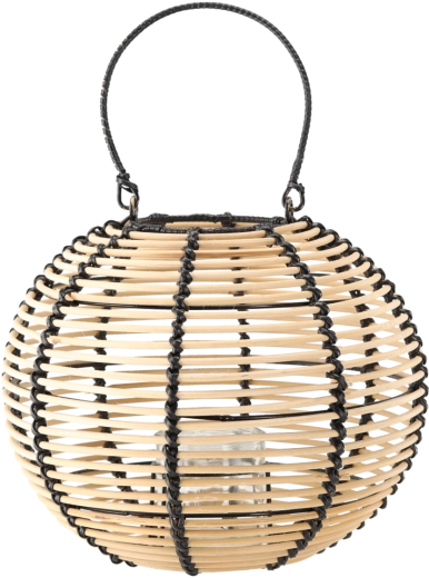 Drewniany lampion 29 × 24 cm w kolorze naturalnym i czarnym
