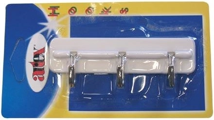 Samoprzylepny potrójny haczyk 10,5 cm – plastik i chrom