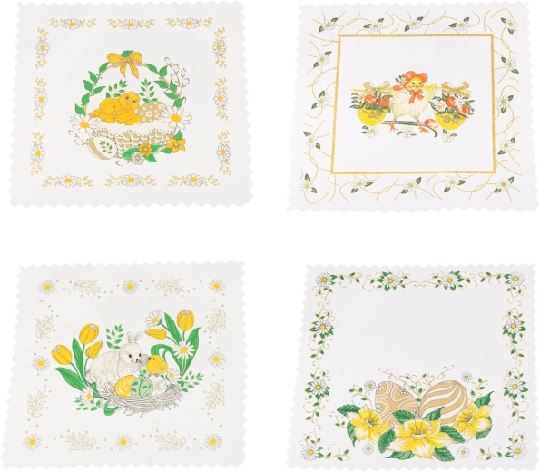 Wielkanocna serweta 36 × 36 cm z bawełny i poliestru, czarna z żółtymi akcentami