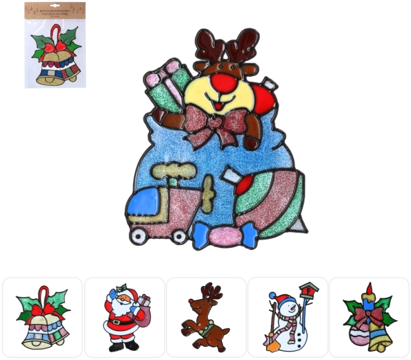 Świąteczne naklejki na okna 18 × 25 cm – zestaw 12 szt., 6 motywów