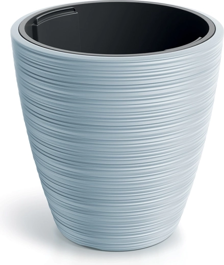 Donica Vena Round 30 cm – jasnoszare plastikowe osłonki z wewnętrzną wkładką