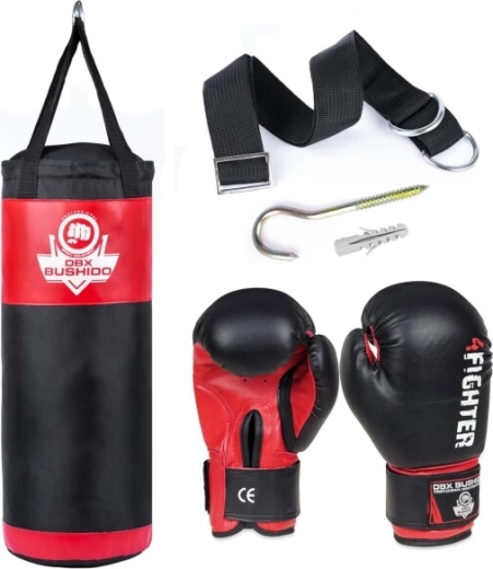 Dziecięcy zestaw bokserski DBX BUSHIDO Kids 60 cm – worek, rękawice 6 oz i uchwyt