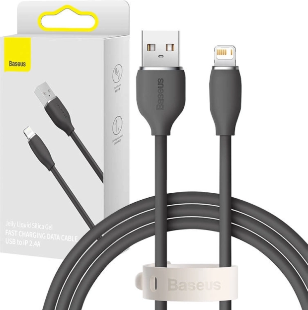Baseus Jelly silikonowy kabel USB – Lightning 2,4 A, 1,2 m, czarny