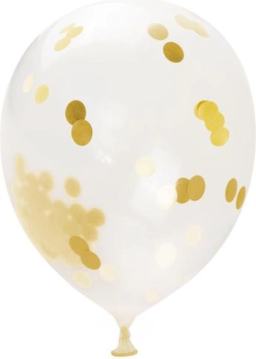 Balon z konfetti – złote, 30 cm, 5 szt.