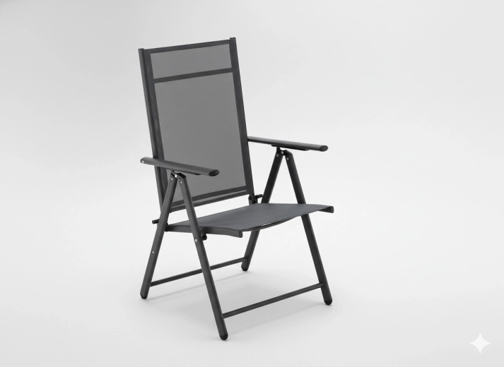 Składane stalowe krzesło ogrodowe, szare, 66 × 53 × 107 cm