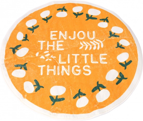 Okrągły antypoślizgowy dywan 80 x 80 cm – wzór Flowers, żółty