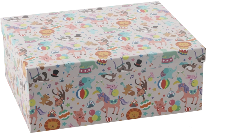 Kolorowe pudełko prezentowe ze zwierzętami 26,2 × 20,3 × 10,2 cm - 1 sztuka