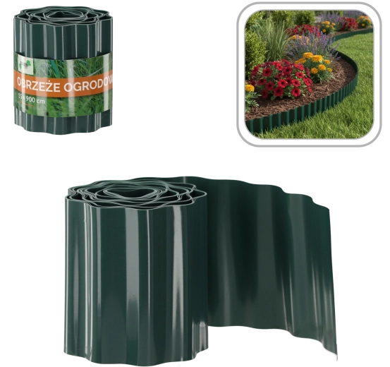 Obrzeże ogrodowe 15 × 900 cm, zielone