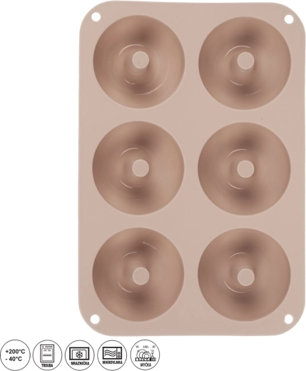 Silikonowa forma do donutów 6 szt. beżowa