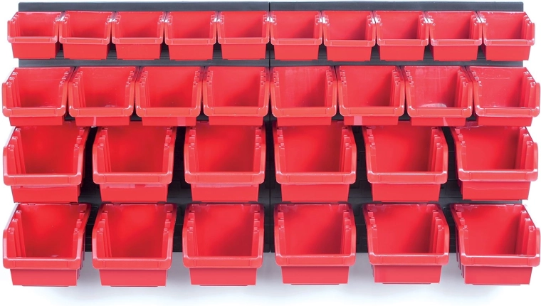 Panel wiszący z 30 pojemnikami na narzędzia 800 × 165 × 400 mm