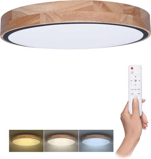 Solight LED lampa sufitowa/ścienna Iron Oak z pilotem, 60 W, 4200 lm, 51 cm, CCT, ściemnialna