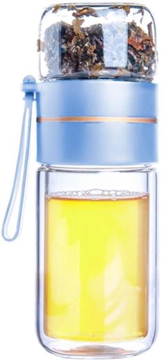 Szklana podróżna butelka na herbatę Toro z podwójnego szkła borokrzemowego 165 + 90 ml