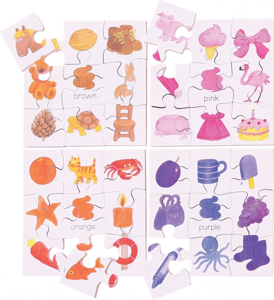 Bigjigs Toys drewniane dydaktyczne puzzle Kolory 4w1