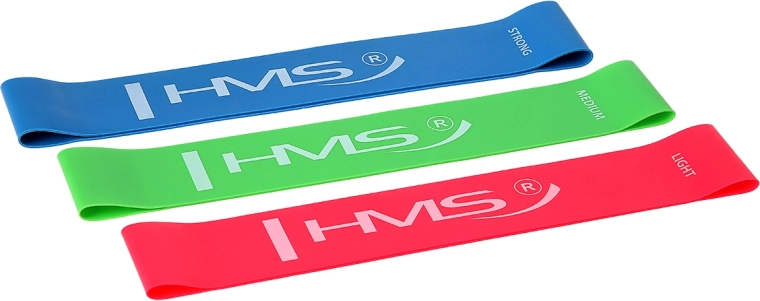 Zestaw oporowych gum treningowych HMS GU04 Slim – 3 poziomy oporu
