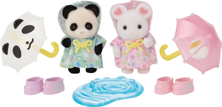 Sylvanian Families spacer w deszczu baby duo