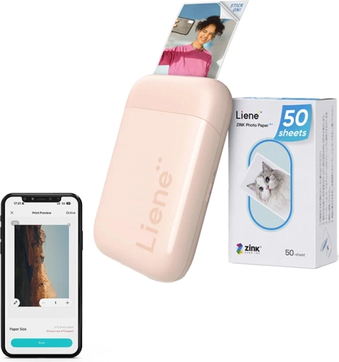 Przenośna drukarka fotograficzna Liene Pearl 2x3, różowa
