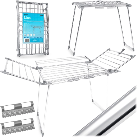 Rozkładany stojak na pranie ze stali nierdzewnej Massido Lina 22 m