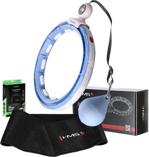 Masażowy inteligentny hula hoop z obciążnikiem i licznikiem + wyszczuplający pas neoprenowy HMS