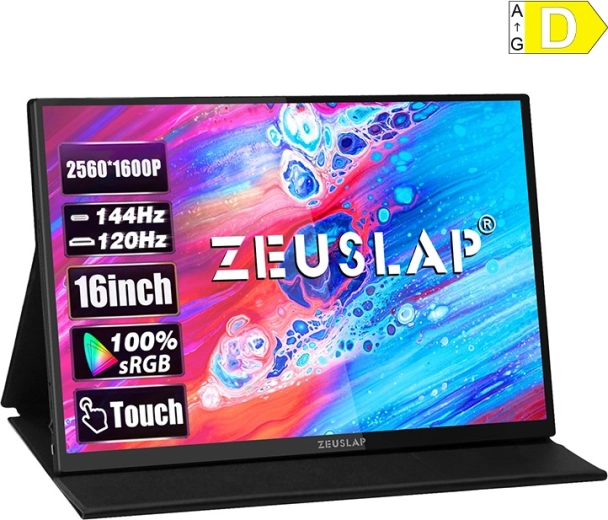 Przenośny monitor dotykowy ZEUSLAP P16KT 16" 2,5K 144 Hz IPS