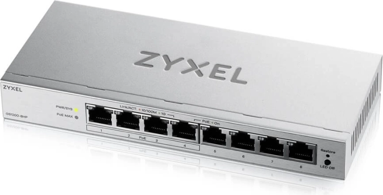 Zyxel GS1200-8HPv3 – 8‑portowy gigabitowy przełącznik PoE zarządzany przez web