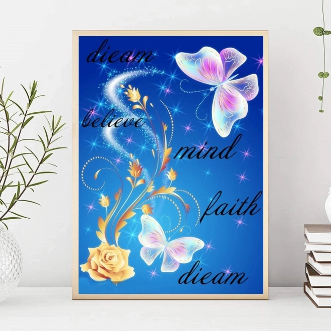 Diamentowa mozaika (haft diamentowy) z motywem motyla 40x50 cm