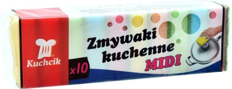 Gąbka kuchenna MIDI Kuchcik – dwuwarstwowa gąbka do mycia (10 szt.)