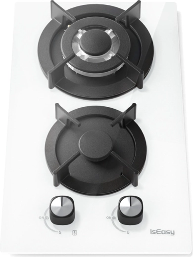 Gazowa płyta do zabudowy ISEASY 2 palniki białe szkło